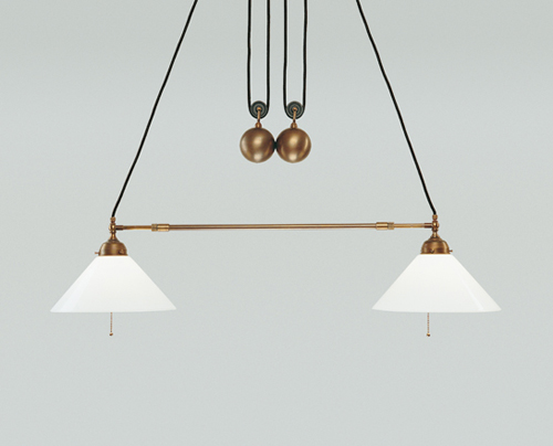 Berliner Messinglampen - ED81-70op B - Zugpendelleuchte Brasserie mit Gegengewicht