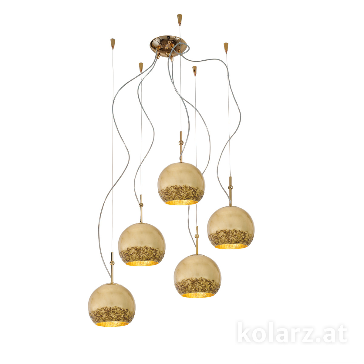 KOLARZ-Austrolux LeuchtenPendant light LUNA, 24K gold, Liberta gold/white D 100 cm, max. height 200 cm, 5-light, E27, 60 W