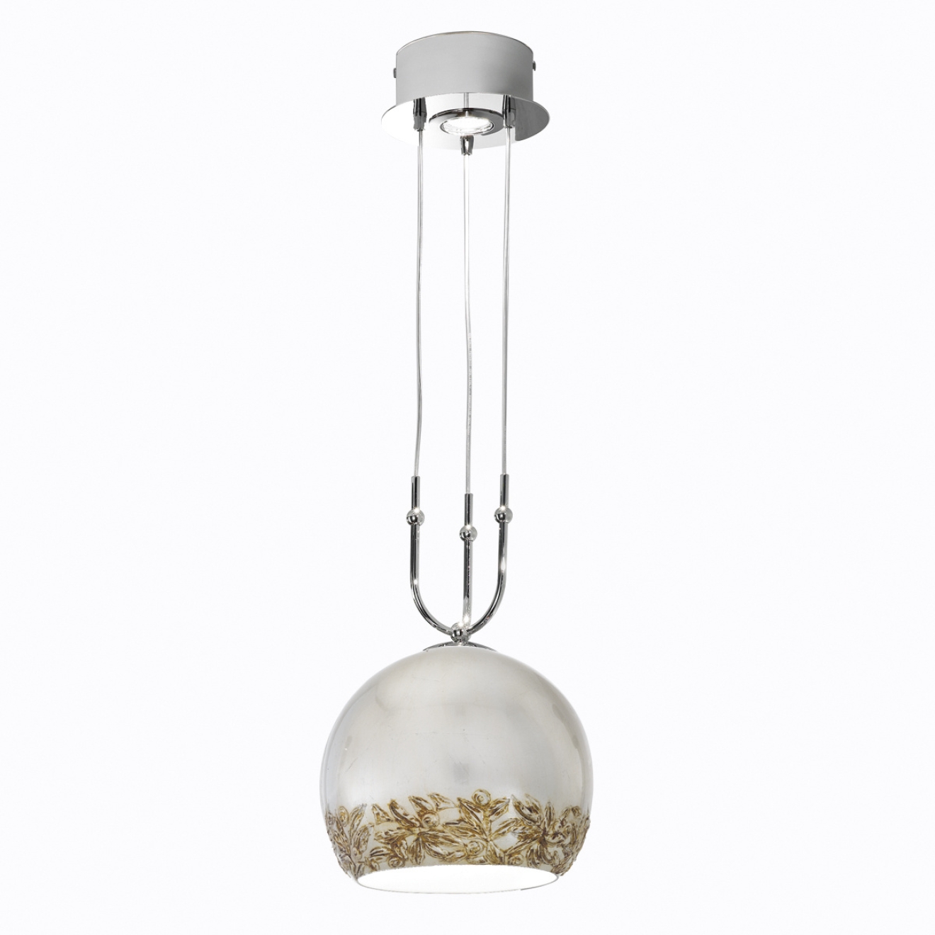 KOLARZ-Austrolux LeuchtenPendant light LUNA, chrome, Liberta silver D 30 cm, min. height 60 cm, max. height 200 cm, 1+1-light, E27+GU10, 60 + 40 W