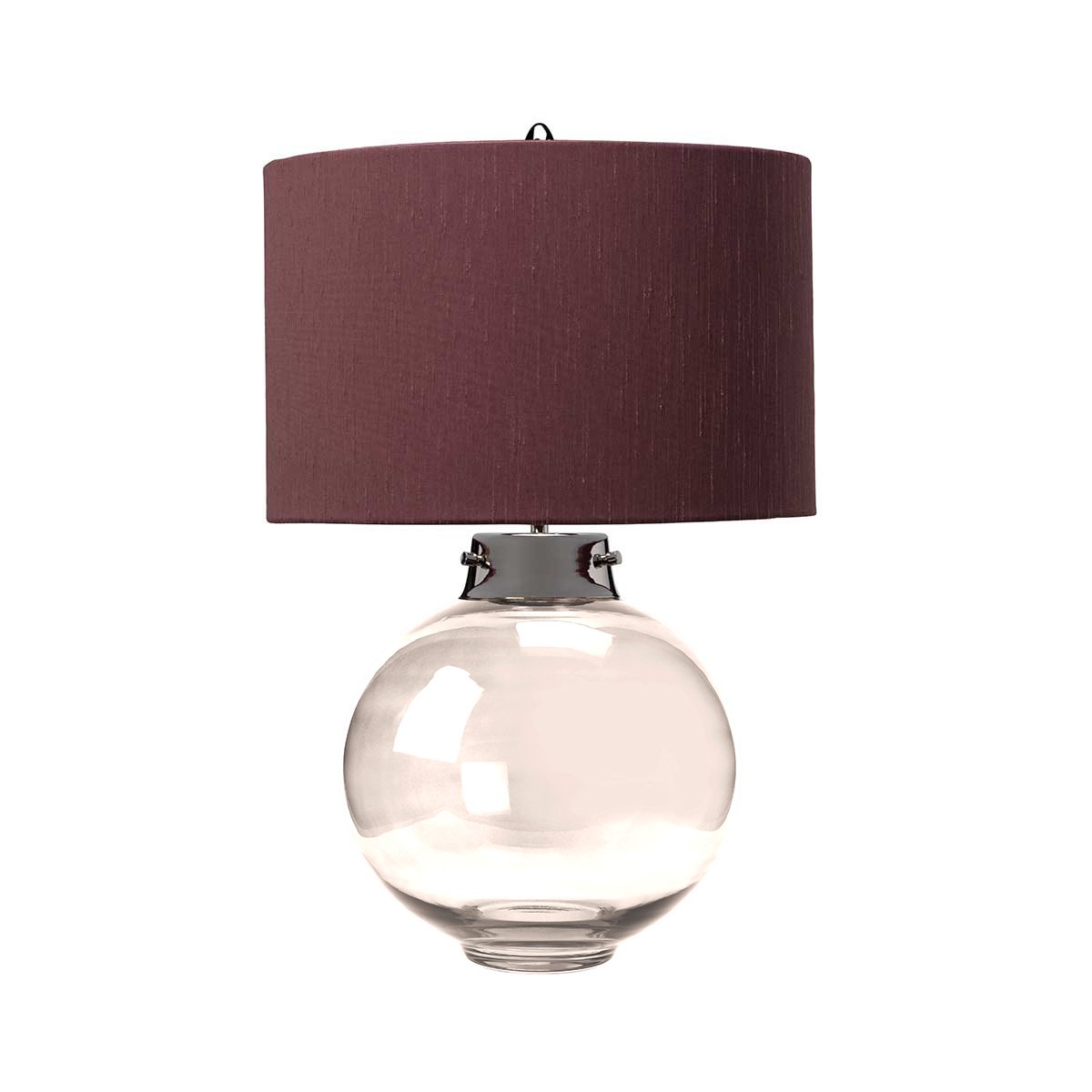 Elstead - DL-KARA-TL-SMOKE - Kara Table Lamp - Polished Nickel - Smoked Glass with Delphinium Shade
