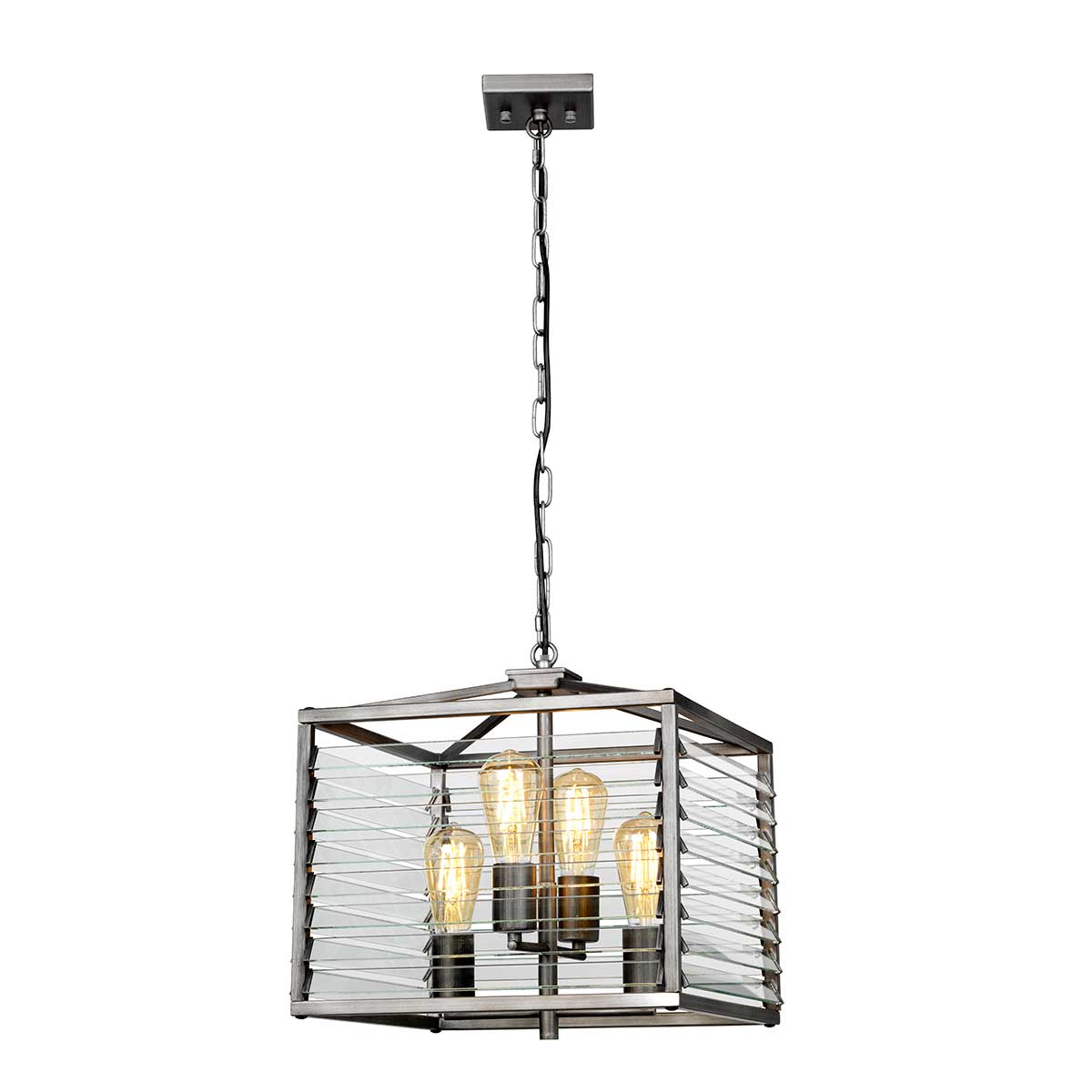 Elstead - LOUVRE-4P - Louvre 4 Light Pendant - Painted Gunmetal