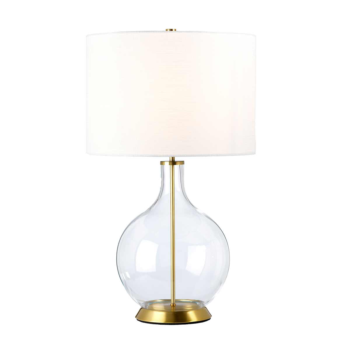 Elstead - ORB-CLEAR-AB-WHT - Orb 1 Light Table Lamp (complete with white shade) - Aged Brass with white shade