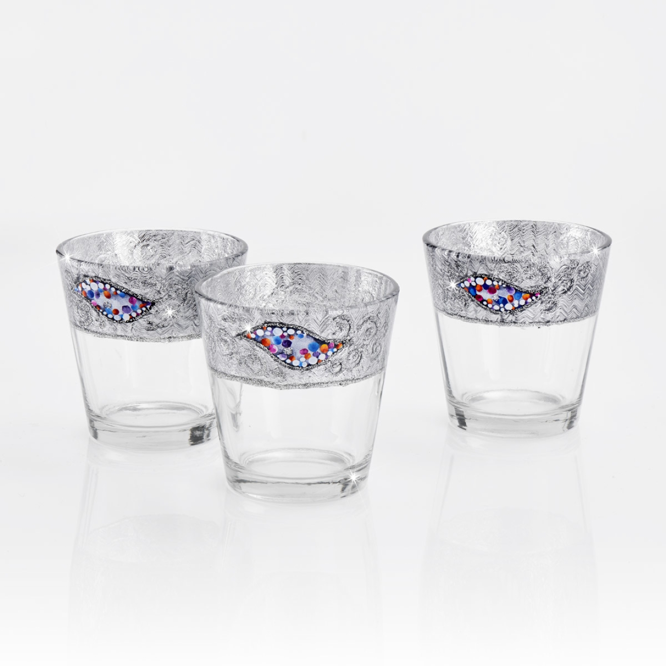 KOLARZ-Austrolux LeuchtenTelichtset 3 teilig, Kiss silber handbemalt