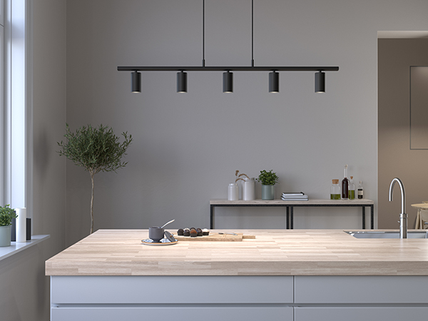 Lucy linear Pendelleuchte 5 schwarz GU10 der Firma Belid Leuchten