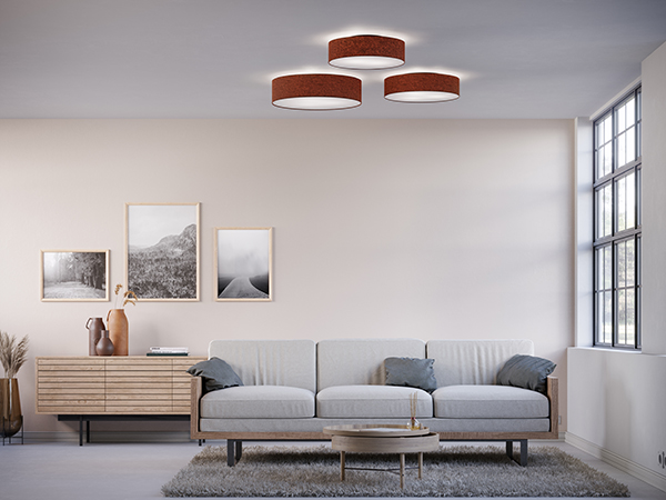 Soft Deckenleuchte D600 rostrot Wolle E27 der Firma Belid Leuchten