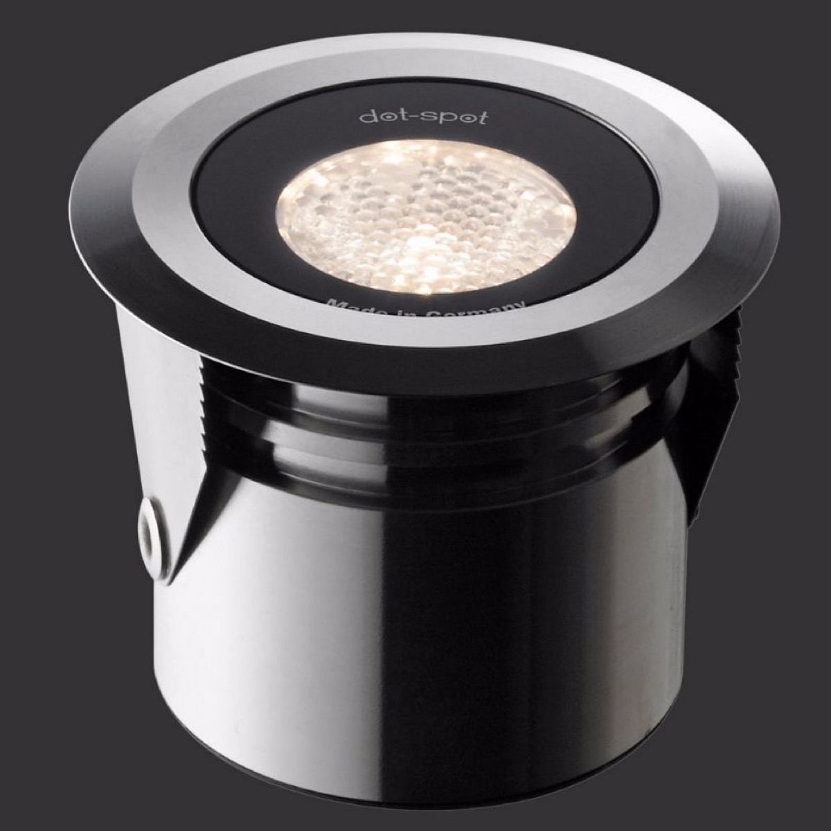 LED Einbaustrahler mit Wabenblendschutz, rund, Gehäuse V4A Edelstahl, schwarz matt emailiert von dot-spot