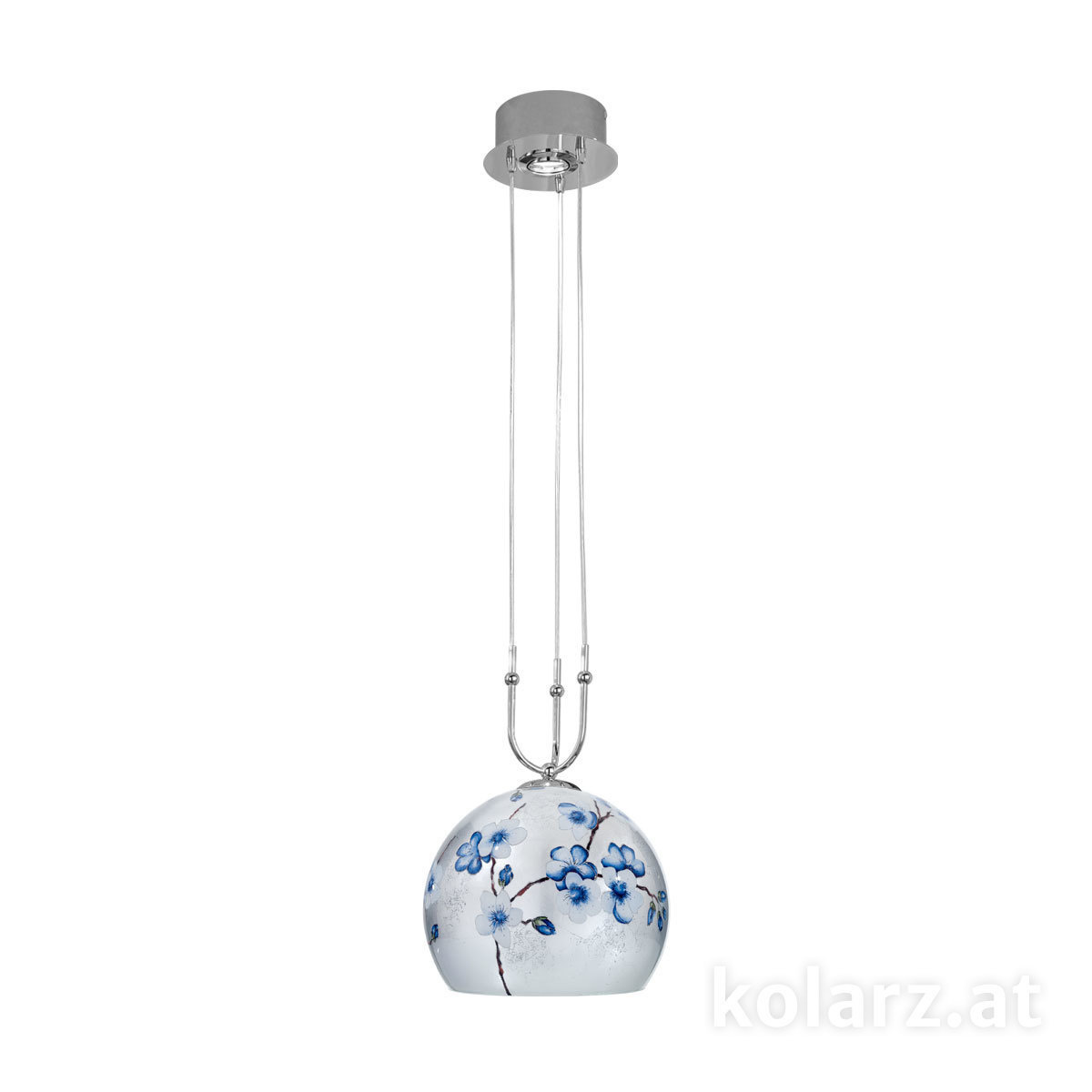 Serie LUNA VON KOLARZ LEUCHTEN von KOLARZ Leuchten von KOLARZ Leuchten Pendelleuchte LUNA, Primavera Silver, Ø30 Chrom, Ø30cm, Höhe 200cm, Min. Höhe 60cm, 1+1-flammig, E27+GU10 0392.31+1M.5.Pr.Ag