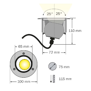 Bodeneinbaustrahler von dot-spot brilliance 10 W LED Einbaustrahler mit Wabenblendschutz 30511.830.10.33