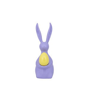 Saedee Lilac cast aluminum rabbit statue with enameled egg S