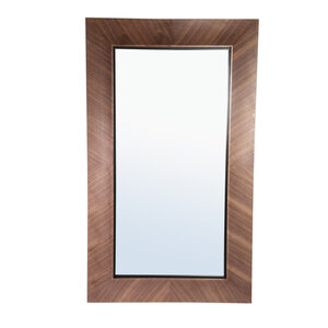 Gezzy mirror with frame made of natural wood veneer, wavy rectangular shape