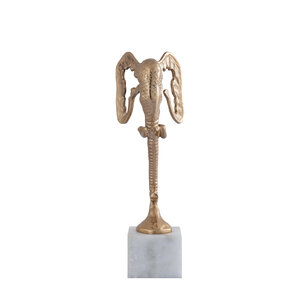 Horton Champagne Aluminum Elephant Figurine Marble Base S