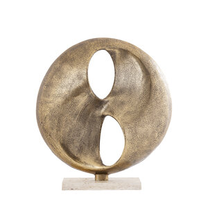 Deuie cast brass aluminum statue with travertine base