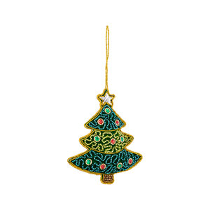 Santian green fabric tree hanger with beads