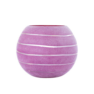 Numair Pink round glass hurricane lantern with velvet cover L