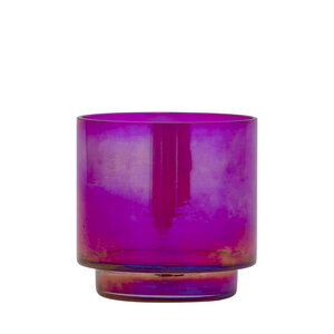 Marabel purple round glass tealight holder with glossy finish
