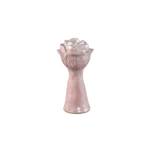 Minerva light pink ceramic vase in flower shape M
