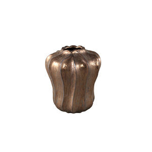 Hamish Bronze ceramic round vase with wavy shape S