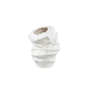 Aharon white ceramic vase with irregular shape, wide