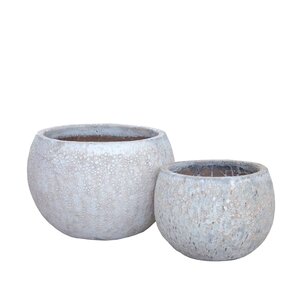 Caedyn White round ceramic pot rough surface SV2 L