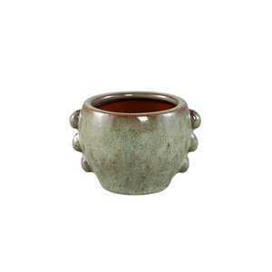Alienor Green ceramic round pot rough finish XS