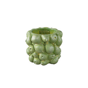 Adilah Green round cement pot with pears XS