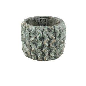 Vonda Blue round cement pot wavy pattern S
