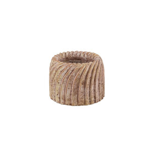 Tiera Beige Round Cement Pot with Wavy Lines S