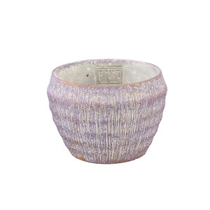 Sary round cement pot in purple with a gold surface S