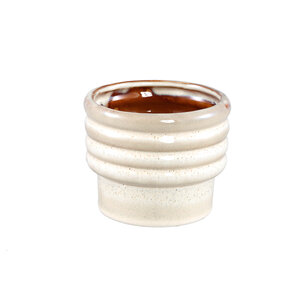 Melisa cream glazed ceramic round layered pot XS