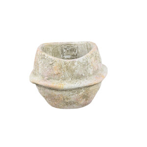 Haania Beige cement round pot with middle line S