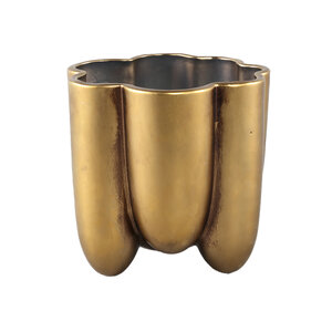 Batika Gold Ceramic Pot thick ribbed L