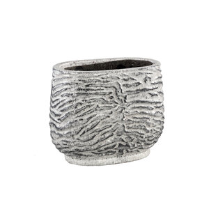 Gida white ceramic pot oval M
