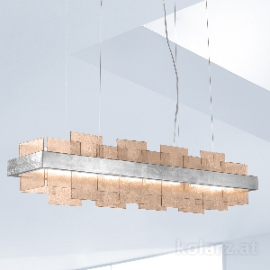 KOLARZ-Austrolux Leuchten Artikel von KOLARZ-Austrolux Leuchten Luster RETTANGOLO, Blattsilber Länge 110,6 cm, Höhe 262 cm, min. Höhe 29 cm, 1 flg., LED, 32,8 W 6040.80151/Fm
