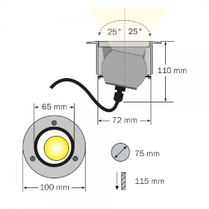 Bodeneinbaustrahler von dot-spot brilliance 10 W LED Einbaustrahler mit Wabenblendschutz 30516.827.10.33