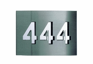 Klassische Außenleuchten & Außenlampen von Albert Leuchten Hausnummer 3-stellig - Edelstahl, mit Spiegelblech 690977