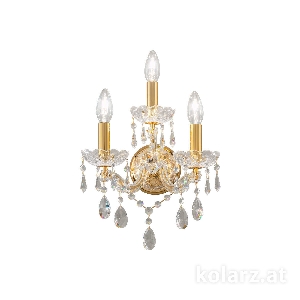 Wandleuchte SCHÖNBRUNN, KOLARZ Pure Kristalle, 24 Karat Gold, 28/32/29 24 Karat Gold, Breite 28cm, Höhe 32cm, 3-flammig, E14 von KOLARZ-Austrolux Leuchten