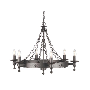 Hängeleuchte, Pendelleuchten & Hängelampen von Elstead Warwick 6 Light Chandelier - Graphite Black WR6-GRAPHITE