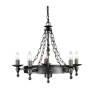 Hängeleuchte, Pendelleuchten & Hängelampen von Elstead Warwick 5 Licht Kronleuchter - Graphit Schwarz WR5-GRAPHITE