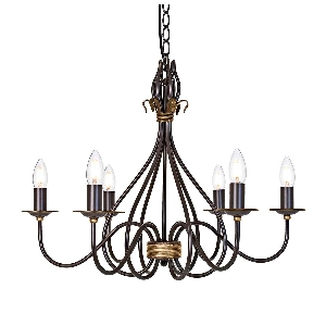 Hängeleuchte, Pendelleuchten & Hängelampen von Elstead Windermere 6 Licht Kronleuchter - Rost/Gold WM6
