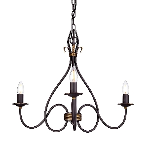 Hängeleuchte, Pendelleuchten & Hängelampen von Elstead Windermere 3 Licht Kronleuchter - Rost/Gold WM3