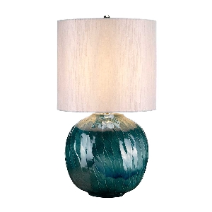 Elstead Tischleuchten, Tischlampen & Schreibtischleuchten von Elstead Blue Globe 1 Light Tischleuchte - Blau mit hellgrauem Schirm BLUE-GLOBE-TL