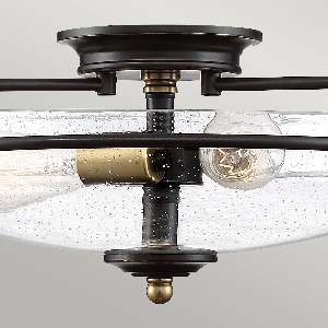 Serie GRIFFIN von Elstead | Elstead Griffin 3 Light Flush - Palladian Bronze mit Akzenten aus verwittertem Messing QZ-GRIFFIN-F-C-PNAB Serie GRIFFIN VON ELSTEAD von Elstead von Elstead Griffin 3 Light Flush - Palladian Bronze mit Akzenten aus verwittertem Messing QZ-GRIFFIN-F-C-PNAB