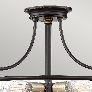 Elstead Griffin 4 Light Semi-Flush - Palladian Bronze mit Weathered Brass Akzenten QZ-GRIFFIN-SFM-C-PNAB