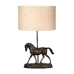 Elstead Spirit Tischlampe mit ovalem Schirm - Bronze Patina mit natürlichem Schirm DL-SPIRIT-TL