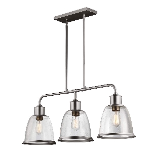 Hängeleuchte, Pendelleuchten & Hängelampen von Elstead Hobson 3 Licht Insel Licht - Satin Nickel FE-HOBSON-3P-SN