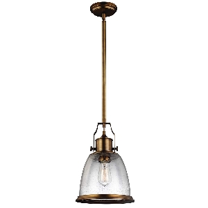 Hängeleuchte, Pendelleuchten & Hängelampen von Elstead Hobson 1 Light Medium Pendelleuchte - Aged Brass FE-HOBSON-P-M-AB