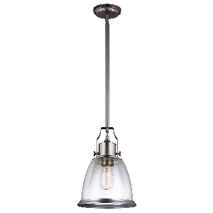 Hängeleuchte, Pendelleuchten & Hängelampen von Elstead Hobson 1 Light Medium Pendelleuchte - Satin Nickel FE-HOBSON-P-M-SN