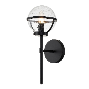Wandleuchten & Wandlampen von Elstead Hollis 1 leichte Wandleuchte - Schwarz, Stahl, klares gesätes Glas HK-HOLLIS1-C-BK-BATH