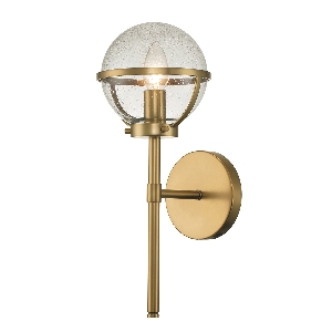 Wandleuchten & Wandlampen von Elstead Hollis 1 leichte Wandleuchte - Heritage Brass, Stahl, klares gesätes Glas HK-HOLLIS1-C-HB-BATH