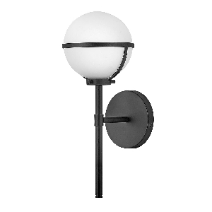 Wandleuchten & Wandlampen von Elstead Hollis 1 leichte Wandleuchte - Schwarz, Stahl, Opalglas HK-HOLLIS1-O-BK-BATH